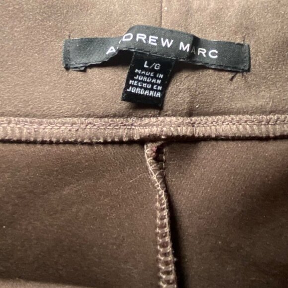 Andrew Marc Brown Faux Suede Front Seam Pull On Pants Career Comfort Soft - Picture 2 of 6